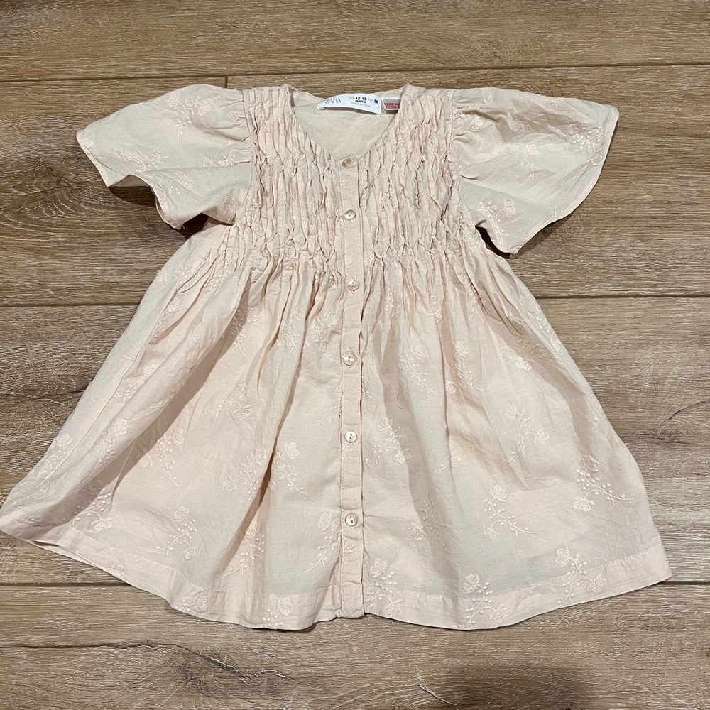 Zara beige girl dress 12-18m